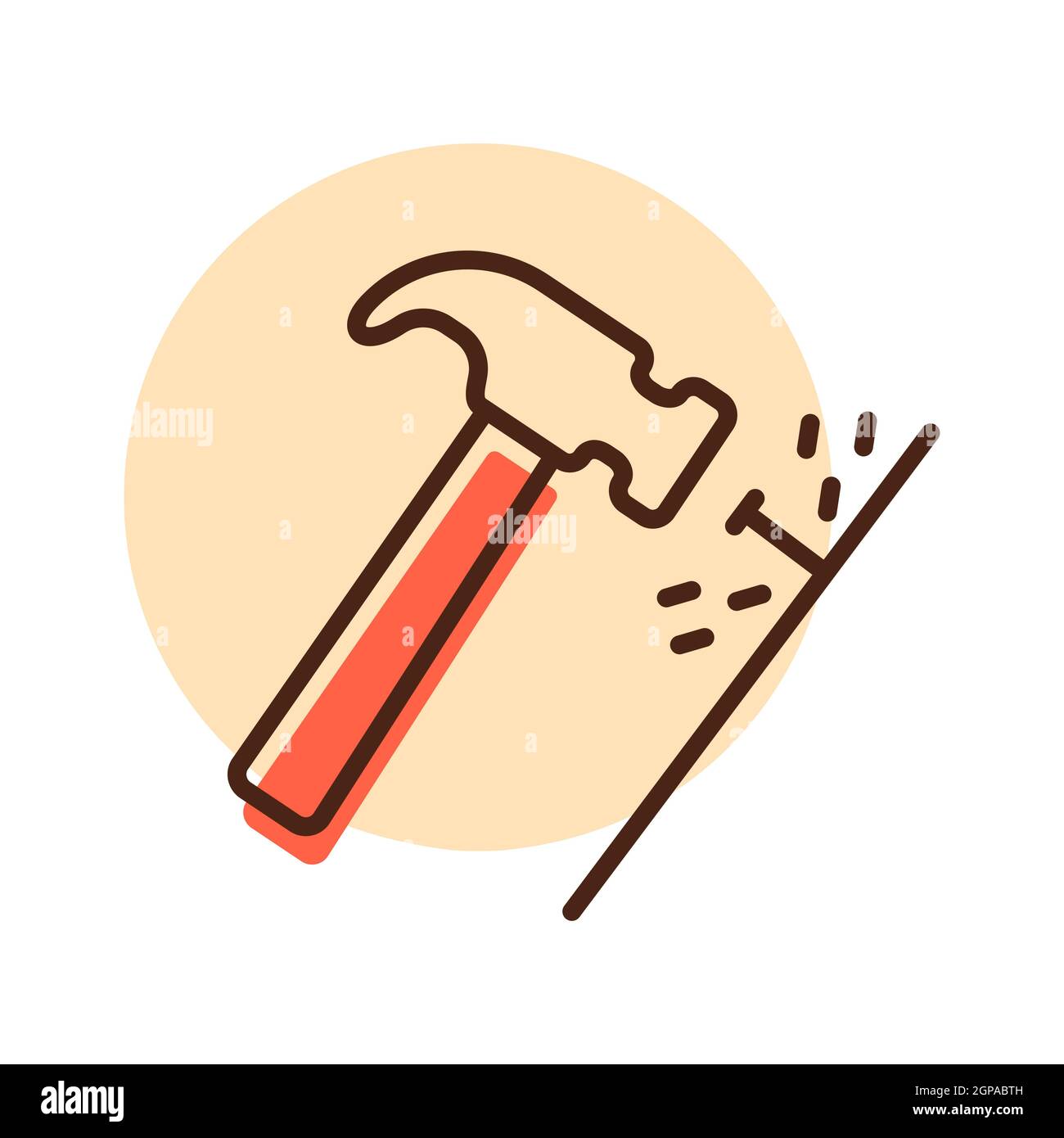 Hammer and nails vector flat icon. Construction, repair and