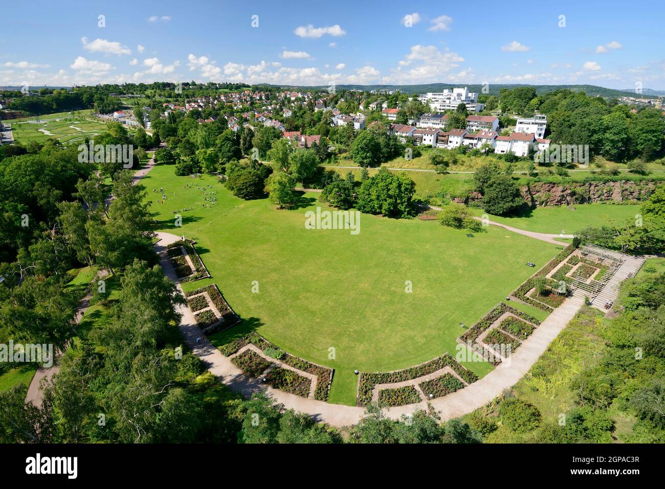 Stuttgart, Germany, 2012 july 22th, aerial cityscape from urban park ...