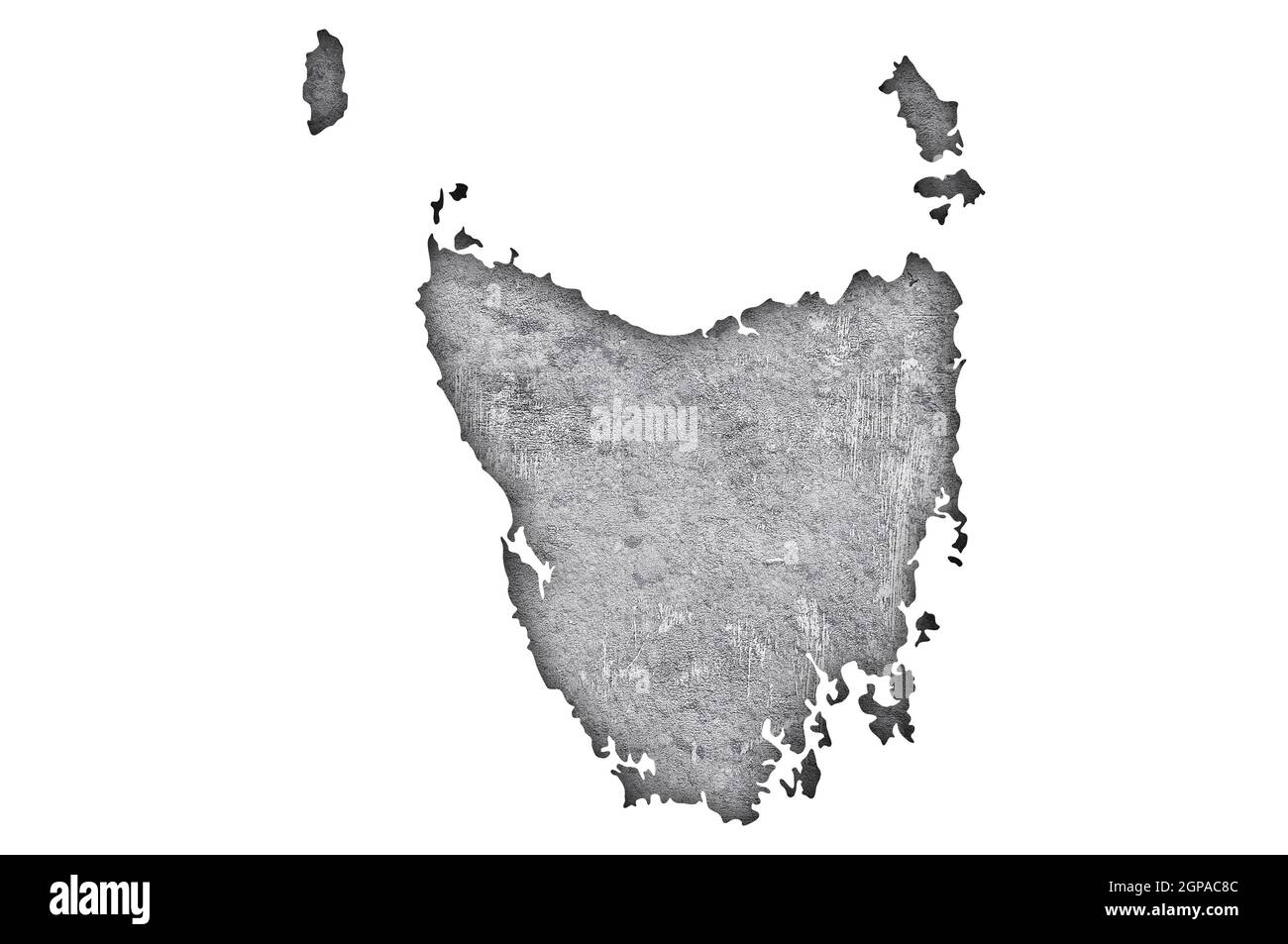 Map of Tasmania on weathered concrete Stock Photo