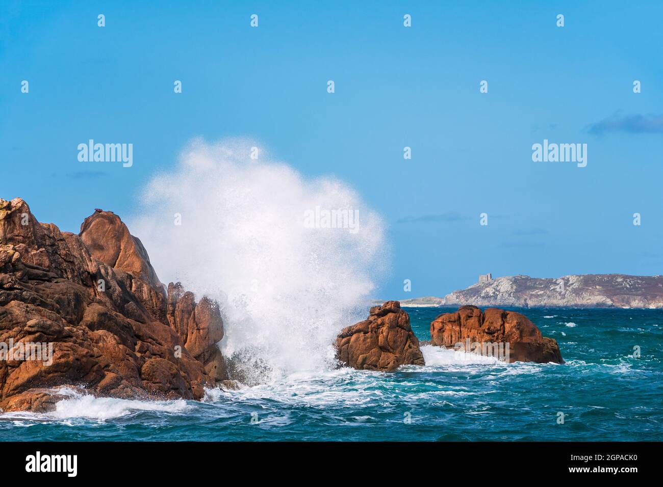 Atlantic ocean coast in Brittany near Ploumanach, France Stock Photo ...