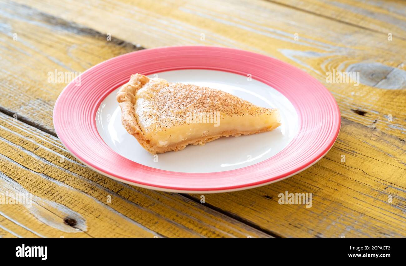 Slice of Indiana Sugar Cream Pie Stock Photo