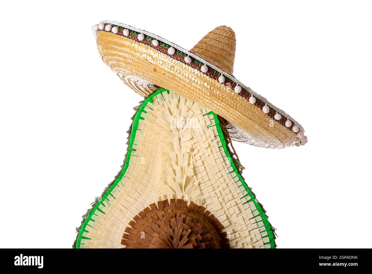 Sombrero hat with Mexican pinata on white background Stock Photo - Alamy