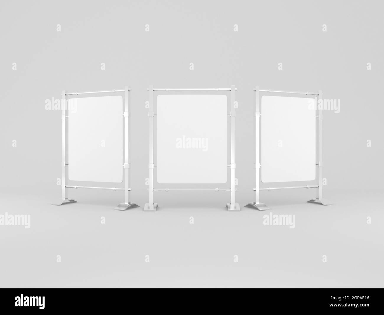 Outdoor advertising stand sandwich board mock up template 3D rendered illustration. Realistic Standee signage board. Stock Photo