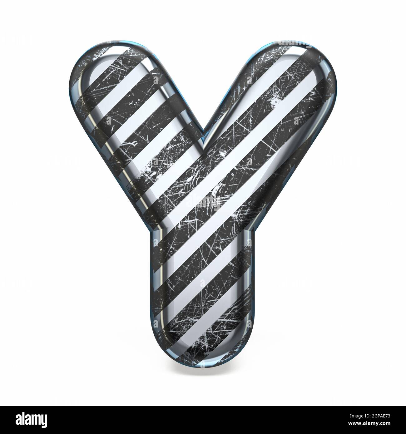 Striped steel black scratched font Letter Y 3D render illustration ...