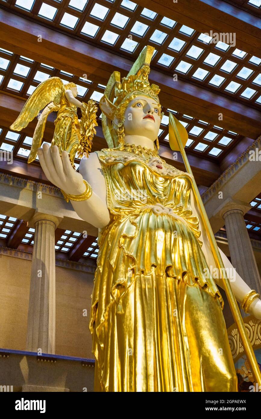 The 42 foot statue of the Goddess Athena inside the Parthenon in