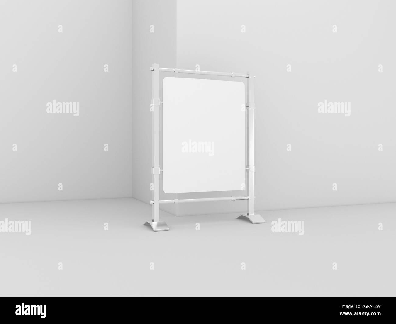 Outdoor advertising stand sandwich board mock up template 3D rendered illustration. Realistic Standee signage board. Stock Photo