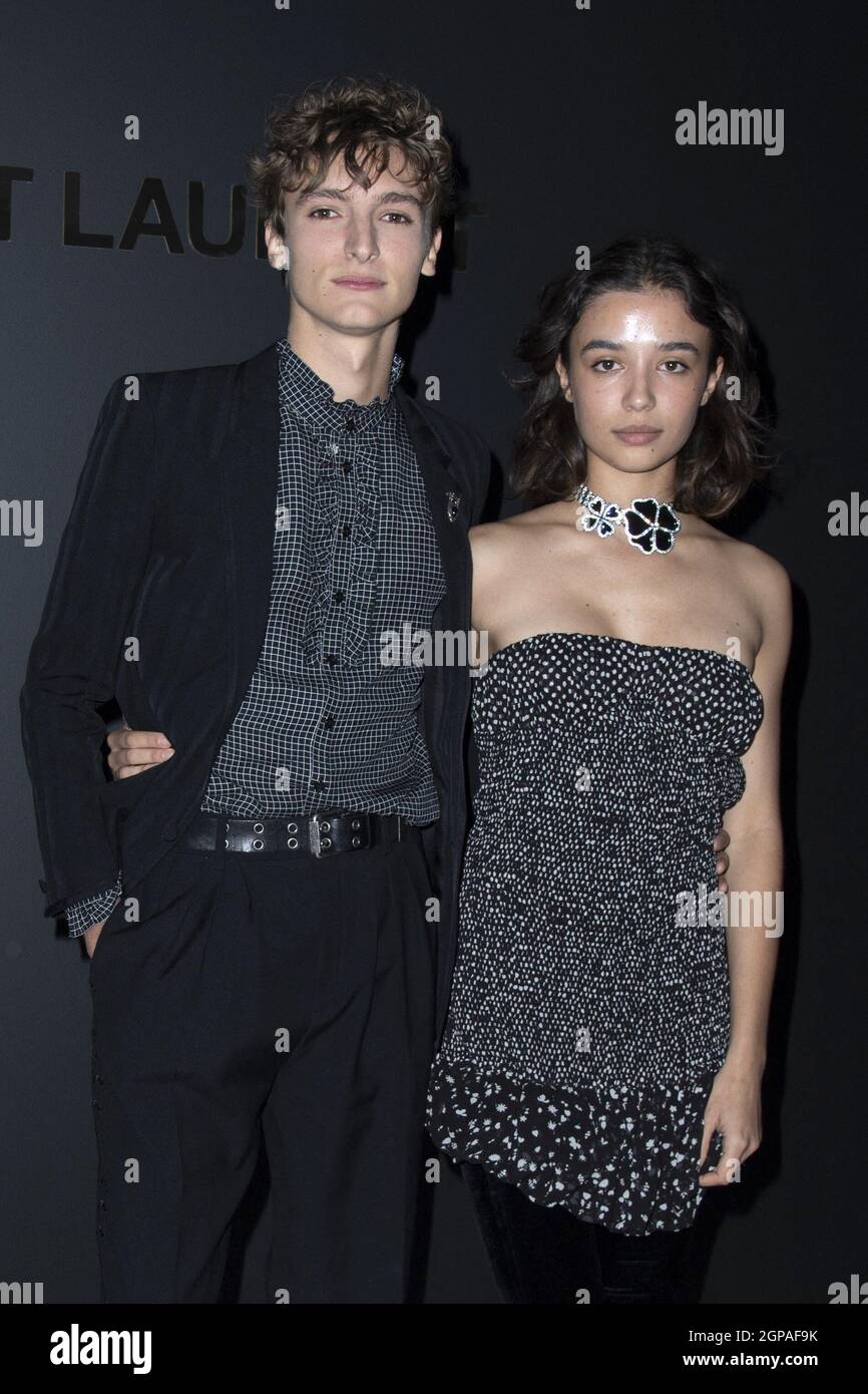 Paris, France. 28th Sep, 2021. Vassili Schneider and Carmen Kassovitz  attending the Saint Laurent Womenswear Spring/Summer 2021 show as part of  Paris Fashion Week in Paris, France on September 28, 2021. Photo