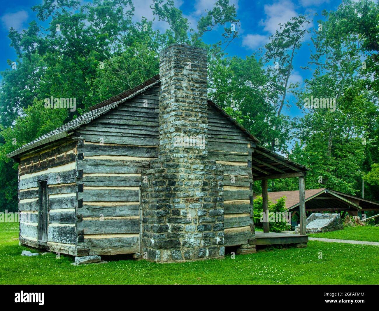 Replica of cabin where he was born at Davy Crockett Birthplace State Park in Limestone