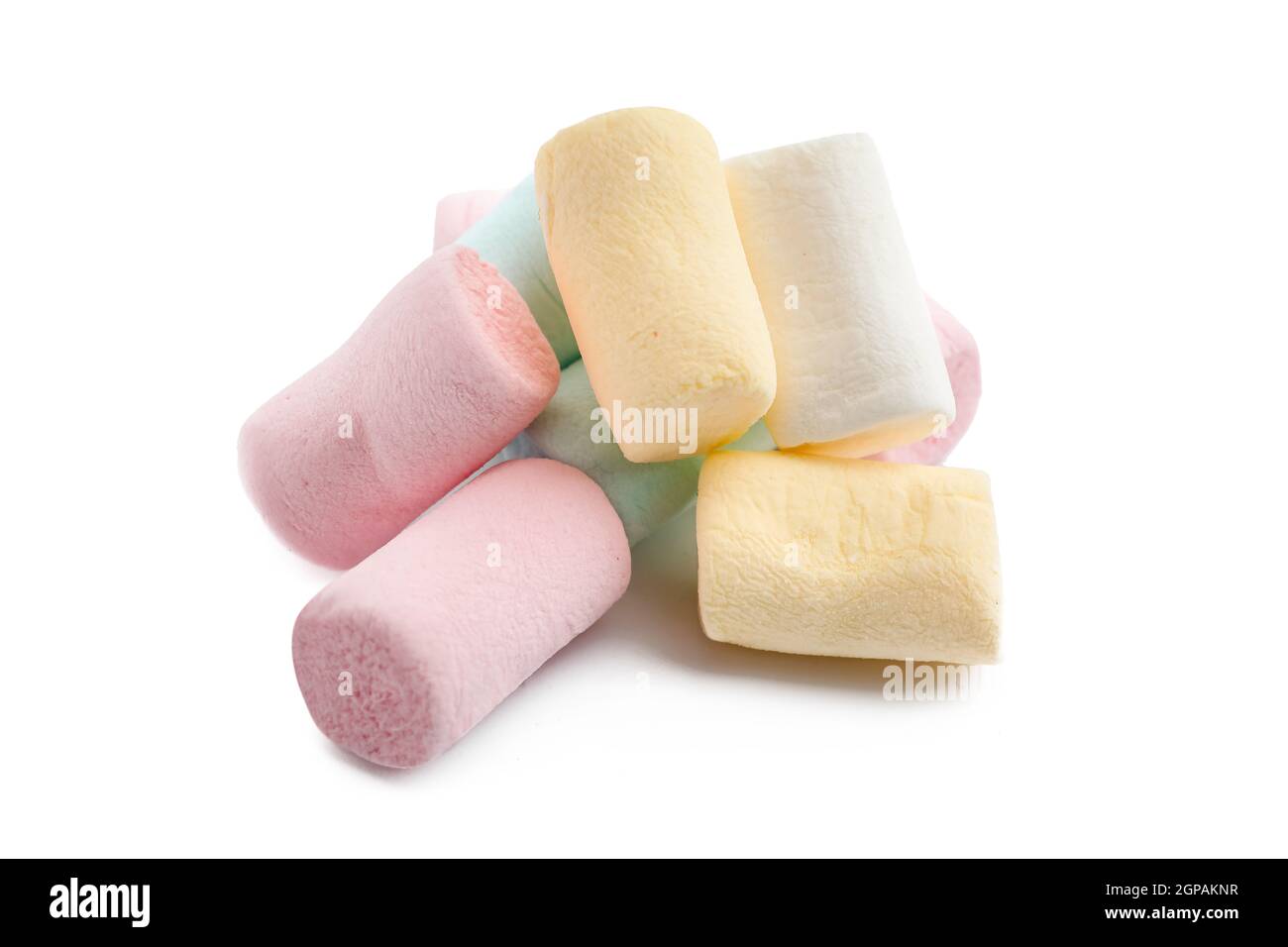 Colorful sweet marshmallows on white background Stock Photo - Alamy