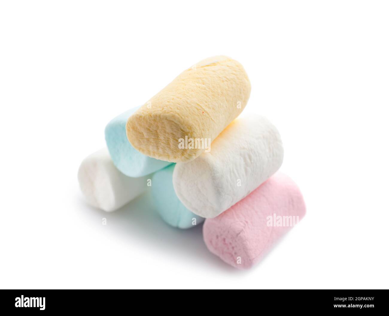 Colorful marshmallows on white background Stock Photo - Alamy