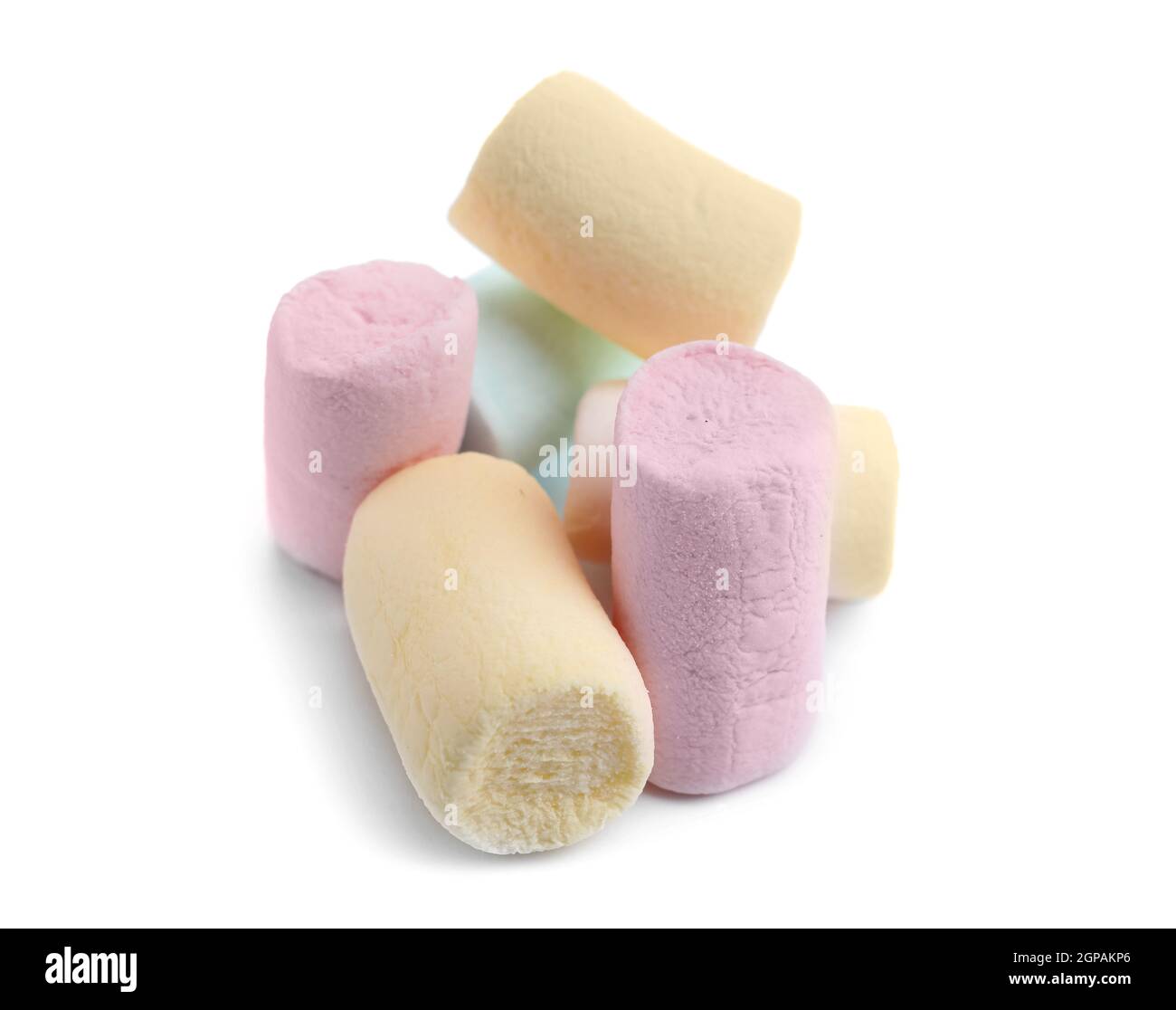 Colorful tasty marshmallows on white background Stock Photo - Alamy