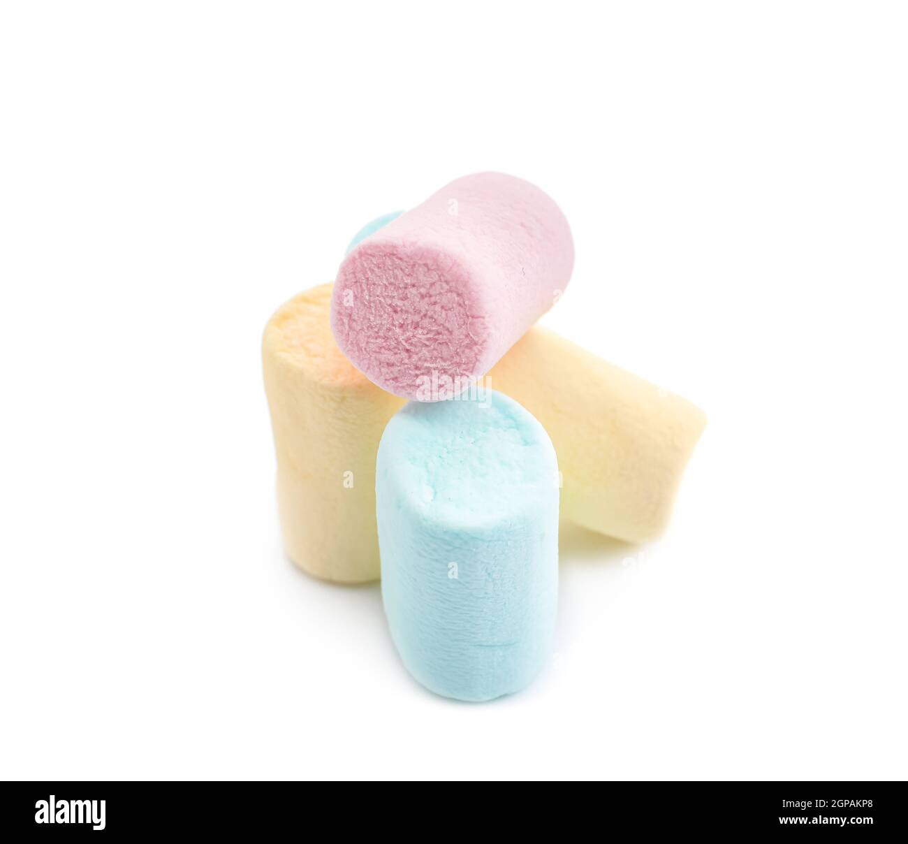 Colorful sweet marshmallows on white background Stock Photo - Alamy