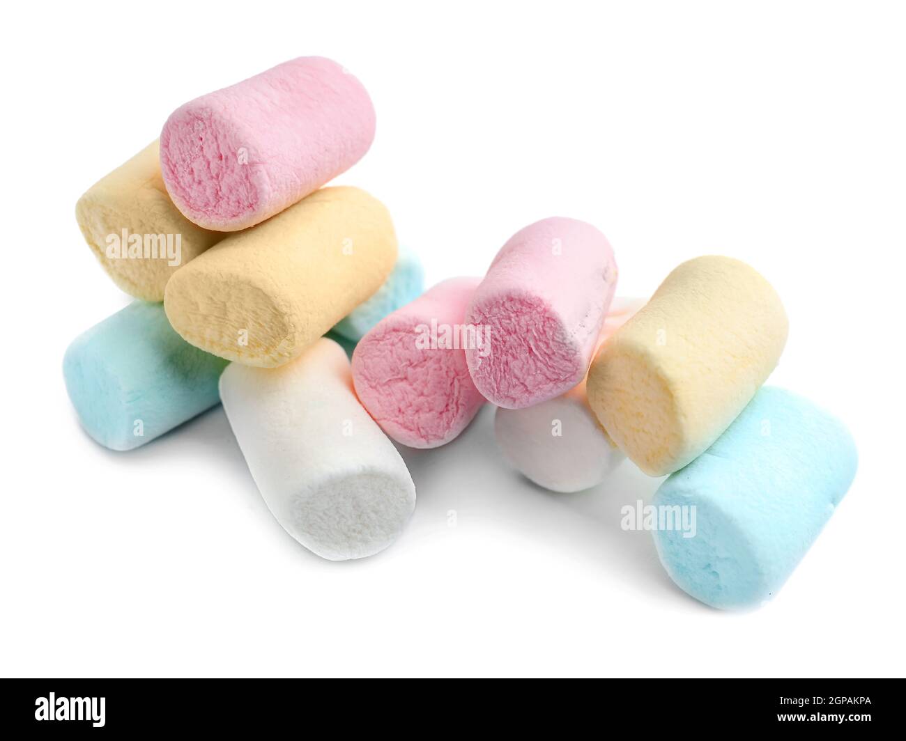 Colorful tasty marshmallows on white background Stock Photo - Alamy
