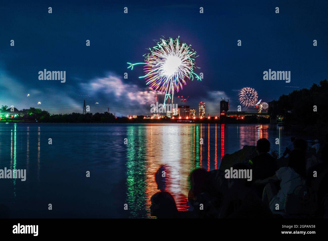 Setagaya-ku, Tama River fireworks display and the Tama River. Shooting Location: Tokyo metropolitan area Stock Photo