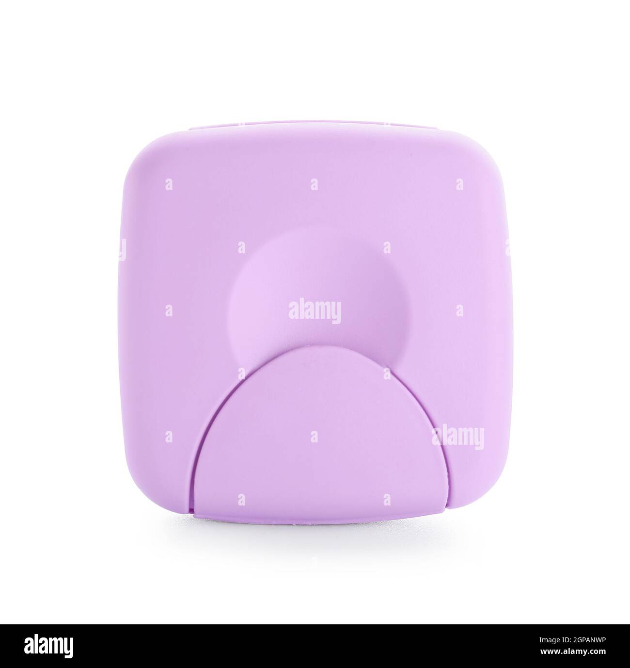 Plastic box for storing women's tampons on white background Stock Photo