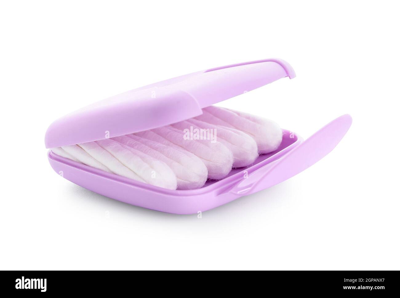 Tampons storage box on white background Stock Photo Alamy
