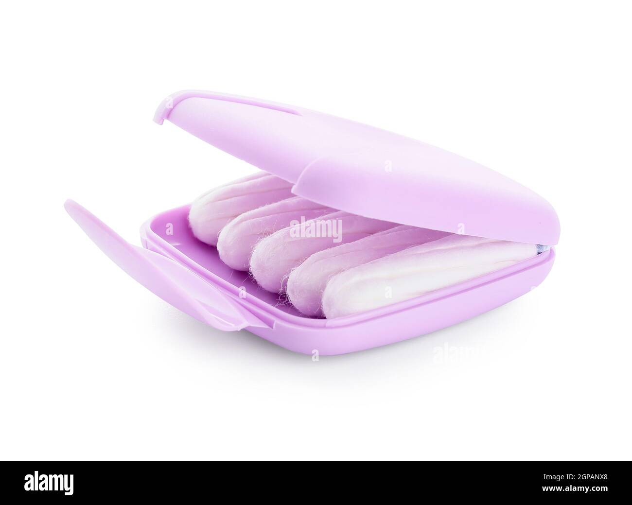 Tampons storage box on white background Stock Photo Alamy