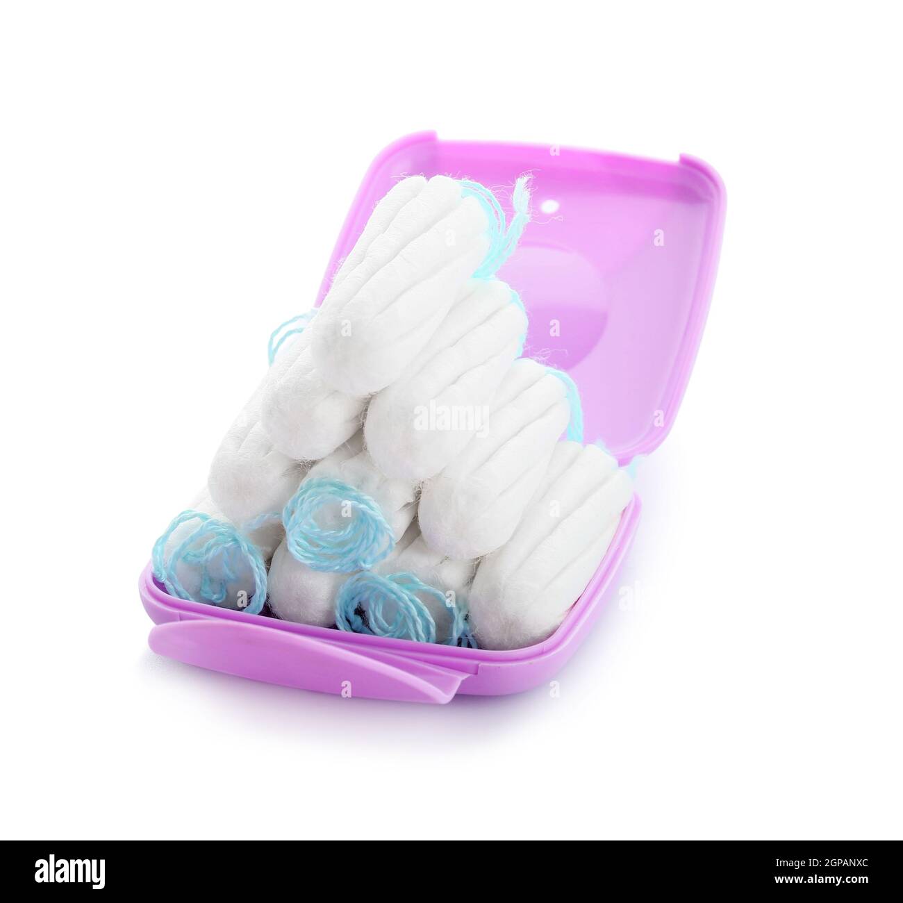 Tampons storage box on white background Stock Photo Alamy