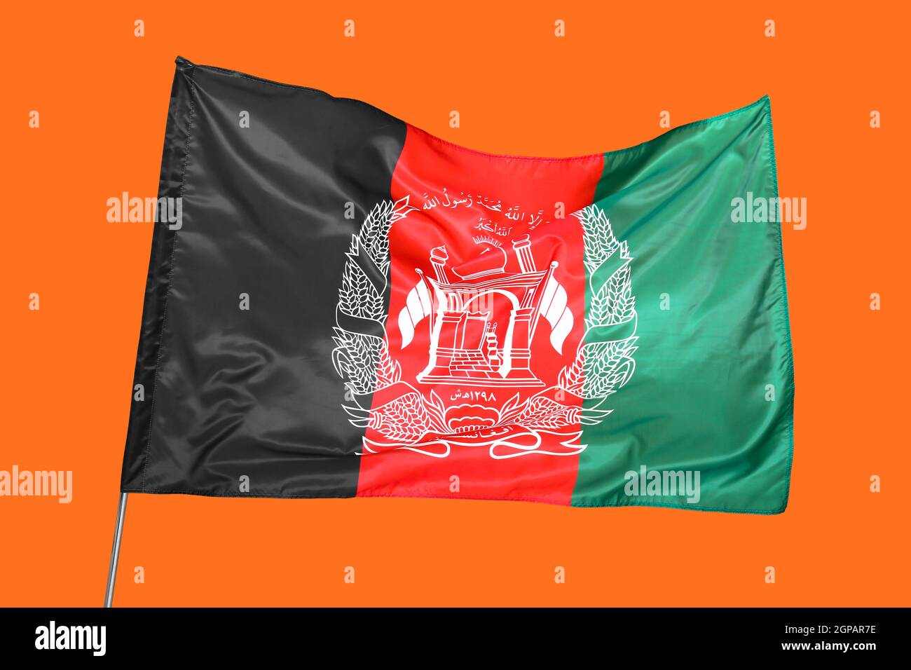 National Afghanistan flag on red background Stock Photo Alamy