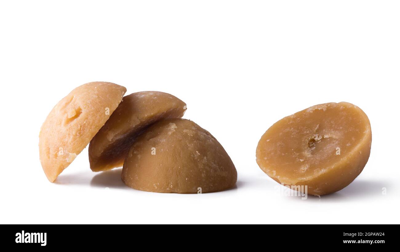 jaggery, golden brown color, cup shaped unrefined sugar product also