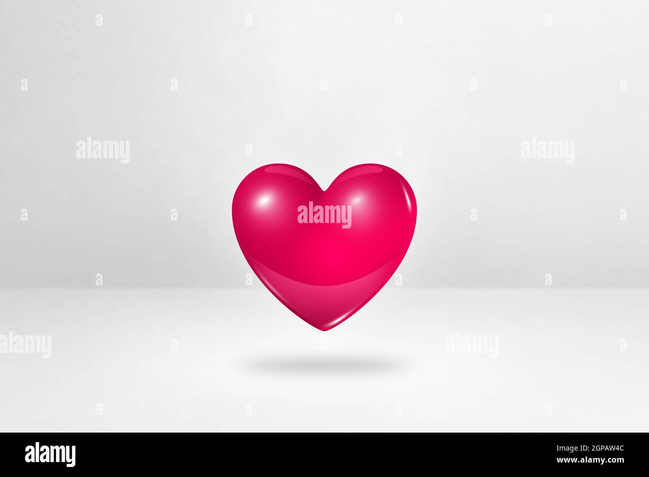 3D pink heart isolated on a white studio background. 3D illustration ...