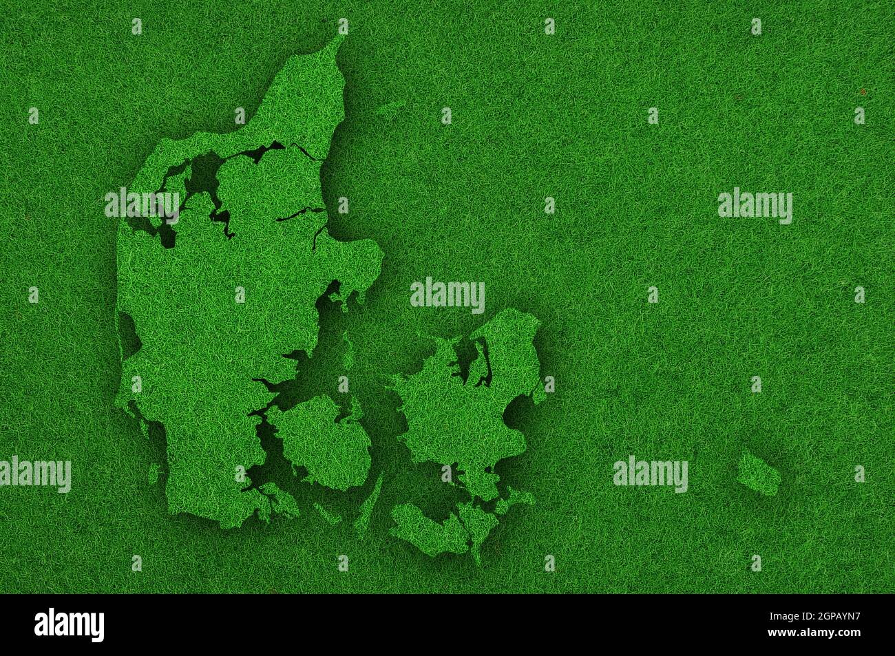 Map of Denmark on green felt Stock Photo - Alamy