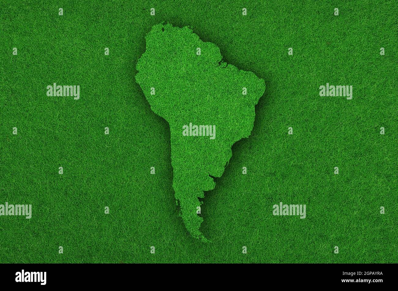 Map of South America on green felt Stock Photo - Alamy
