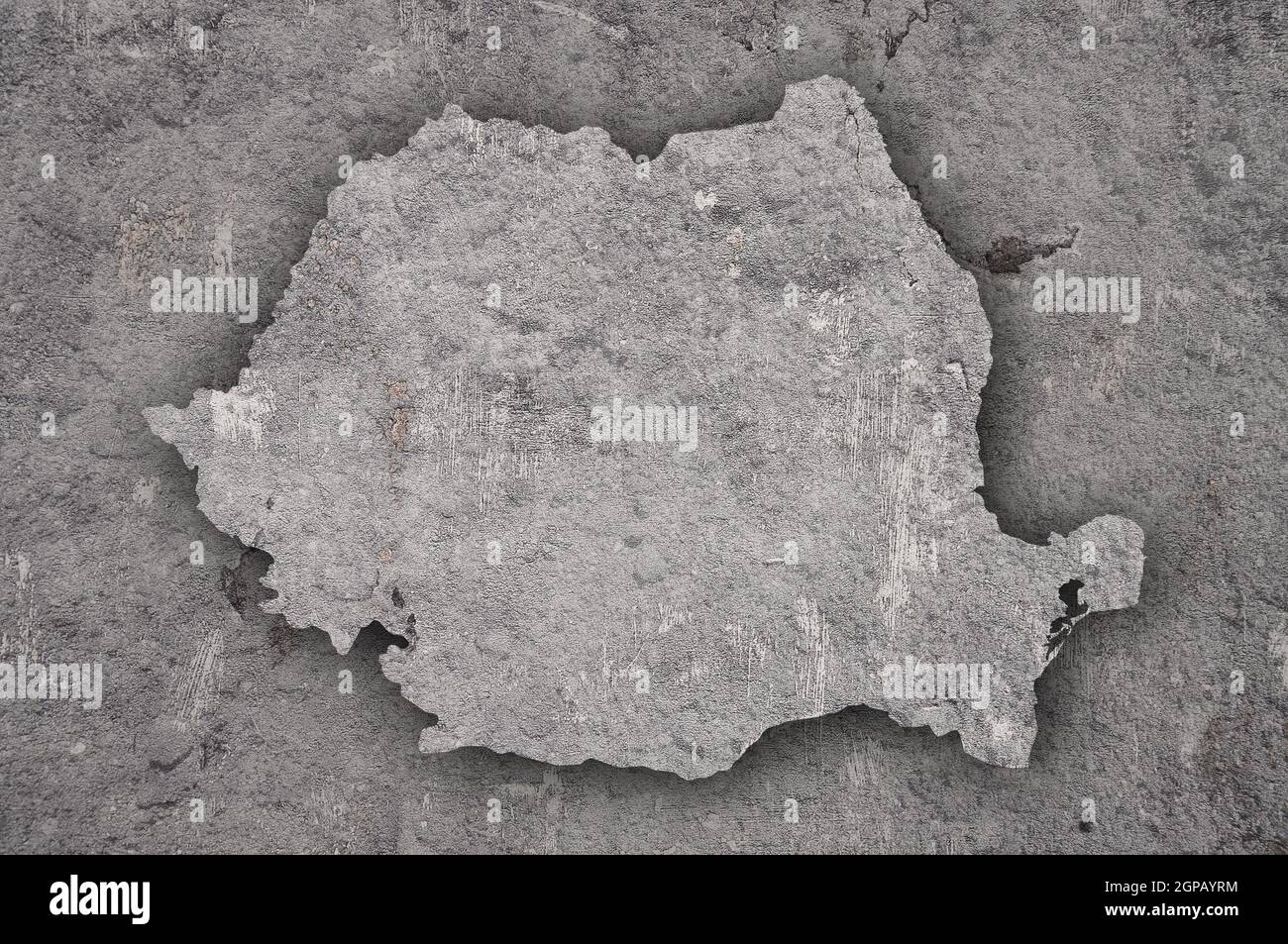 Map of Romania on weathered concrete Stock Photo - Alamy