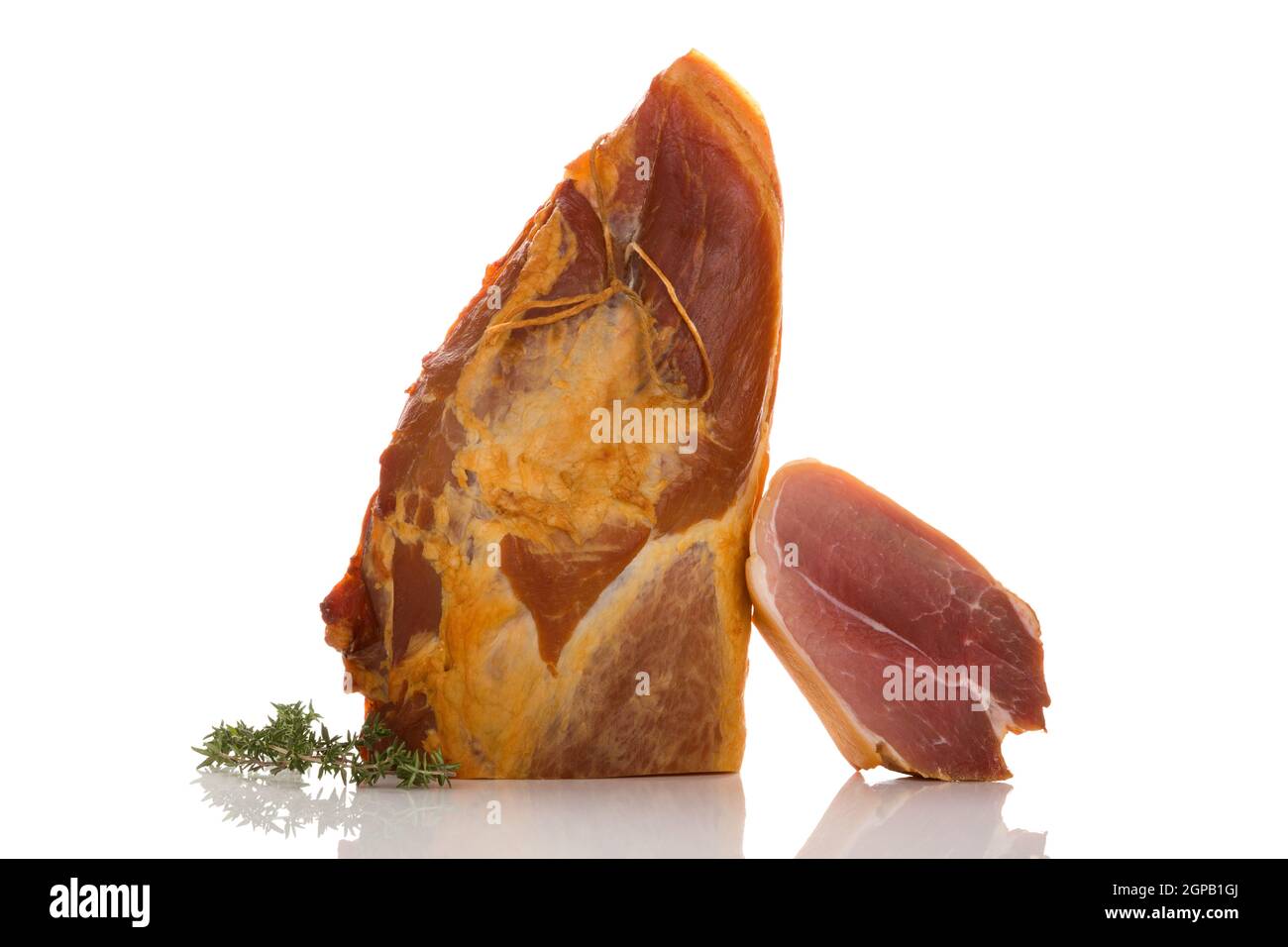 Prosciutto. Smoked meat isolated on white background Stock Photo - Alamy