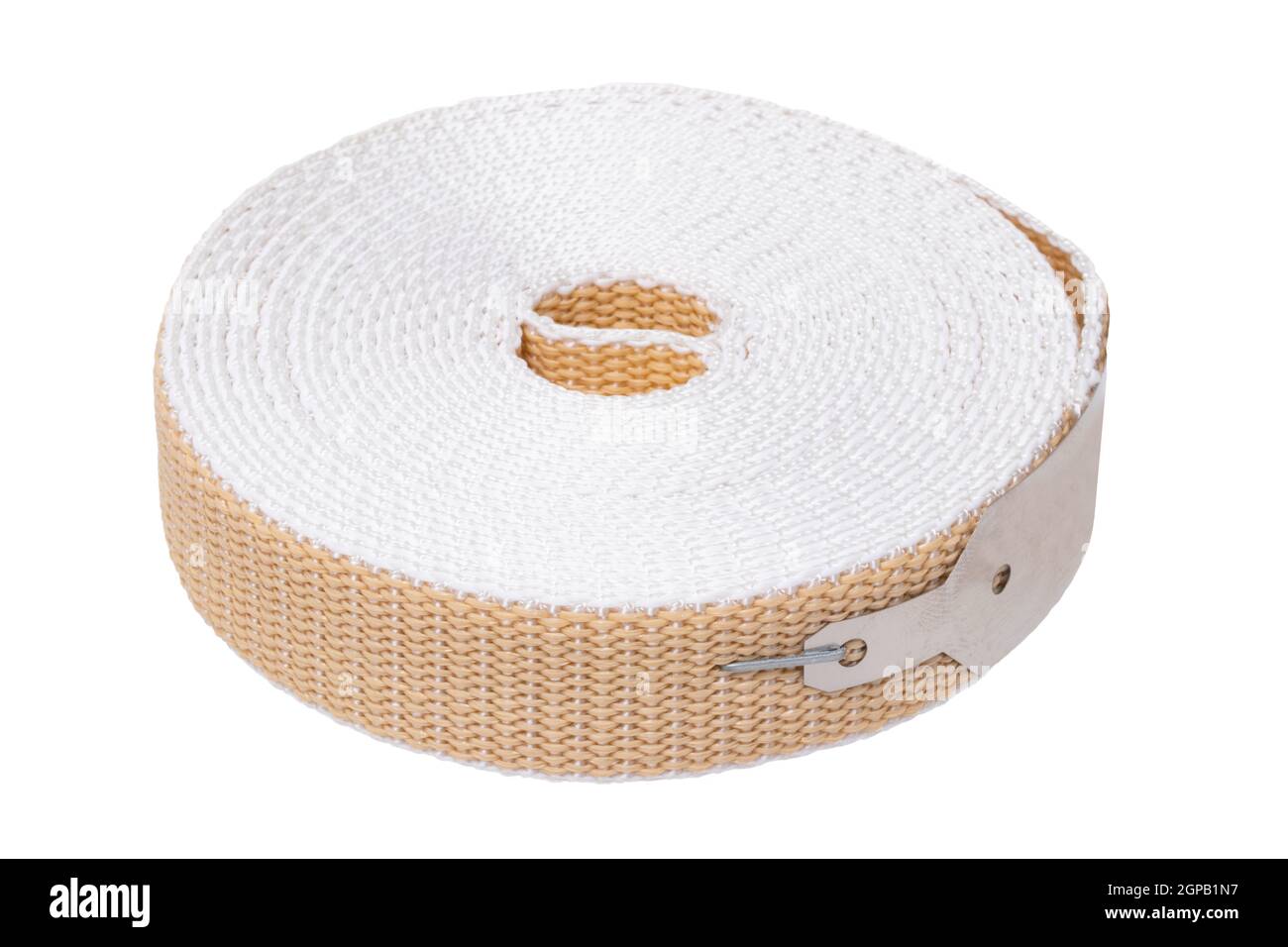 Closeup of a roller shutter belt isolated on white background. Roller