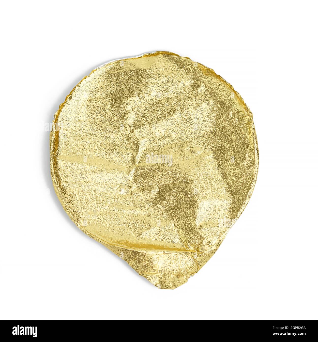 round golden aluminum thin lid for plastic yogurt jars on a white