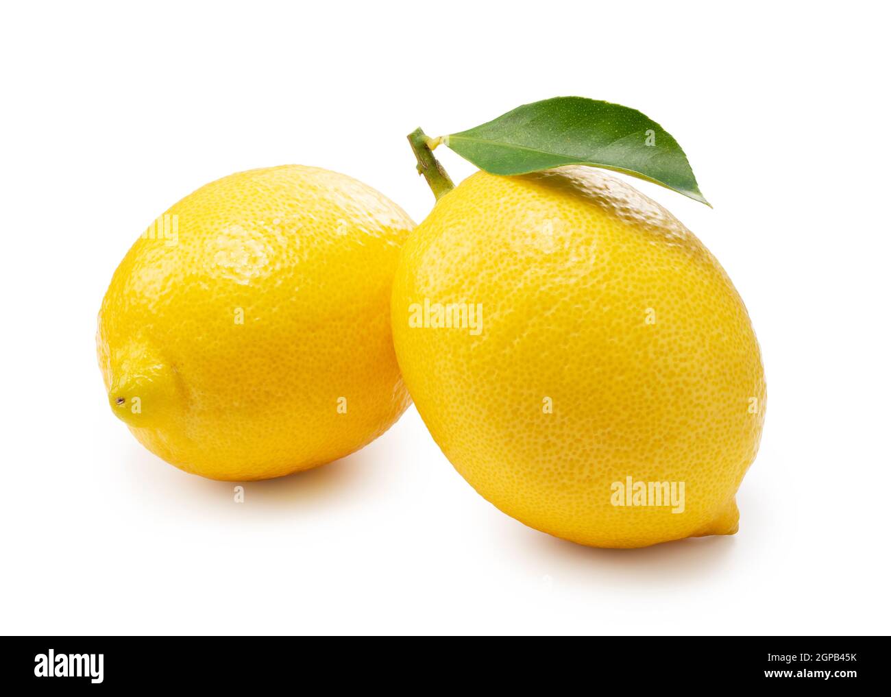 Two lemons placed on a white background Stock Photo