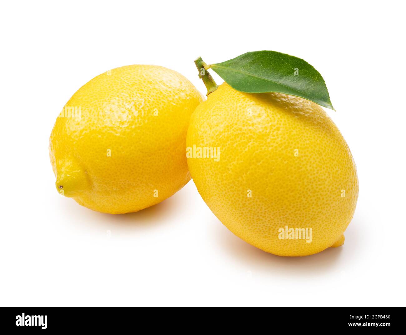 Two lemons placed on a white background Stock Photo