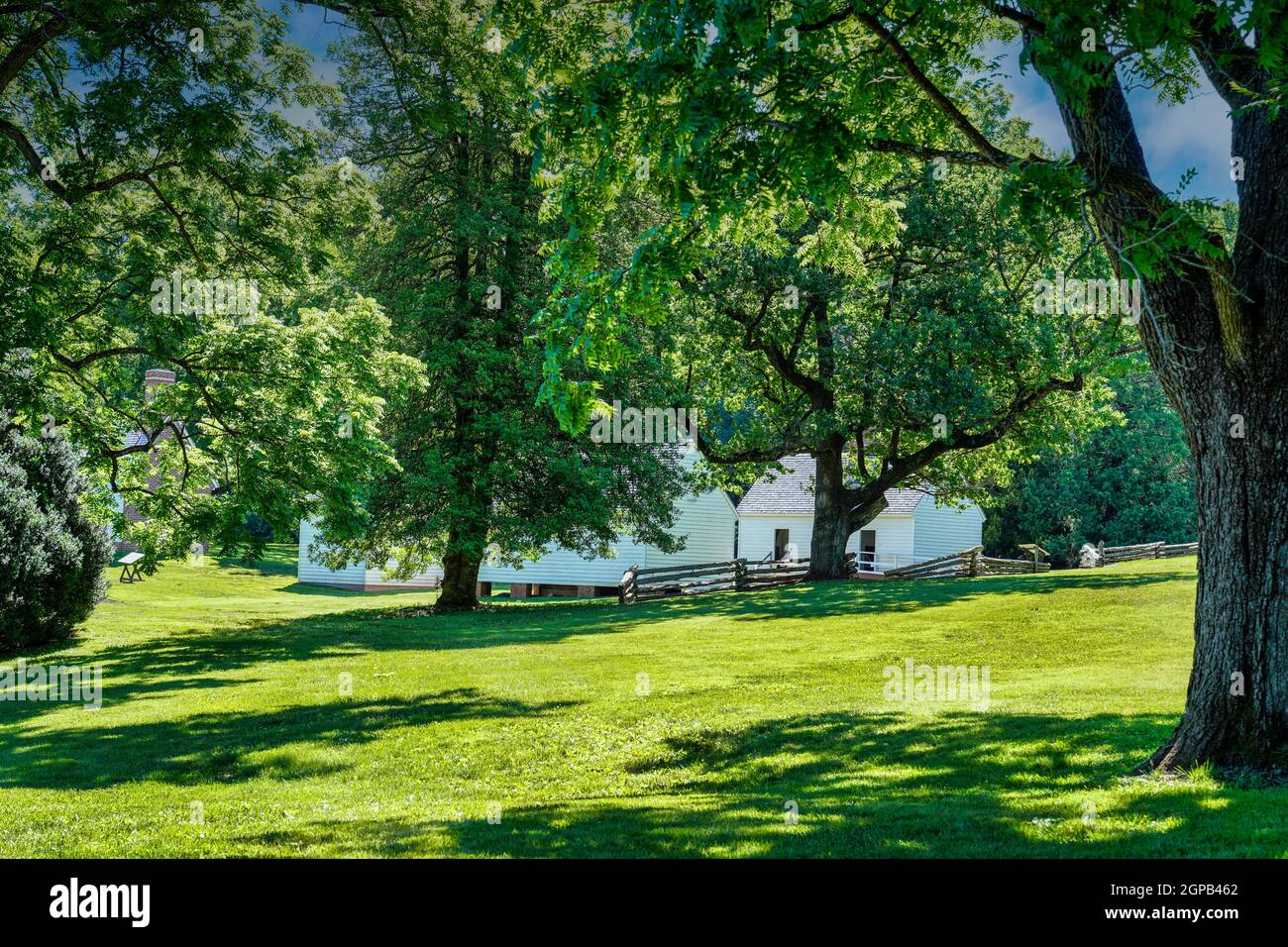 The slave and overseer quarters seen from the grounds of Montpelier