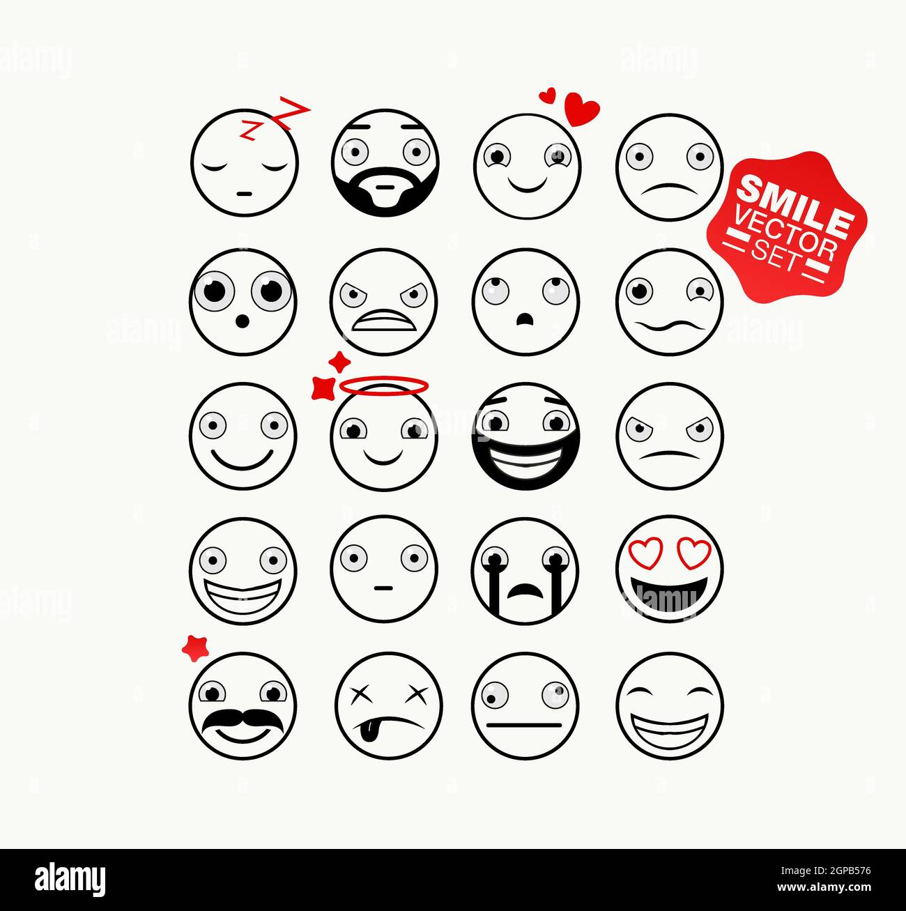 Set of vector emoticons. Smile icons. Isolated vector illustration on ...