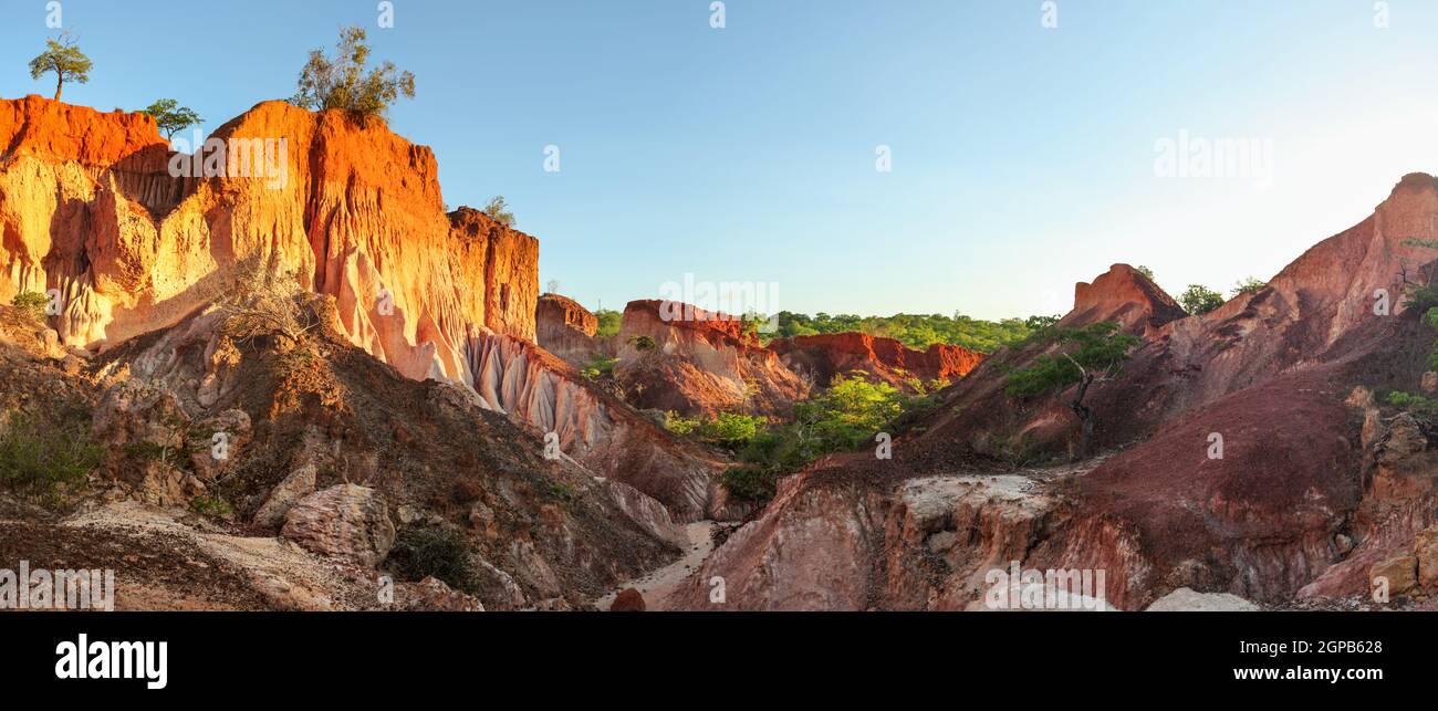 High resolution panorama of Marafa (Hell's Kitchen) stone cliffs during