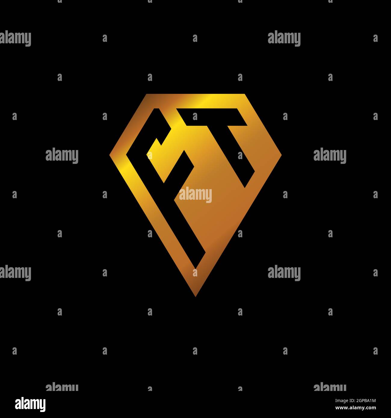 FI logo with golden diamond shape style vector, monogram geometric golden shape style isolated in black background Stock Vector