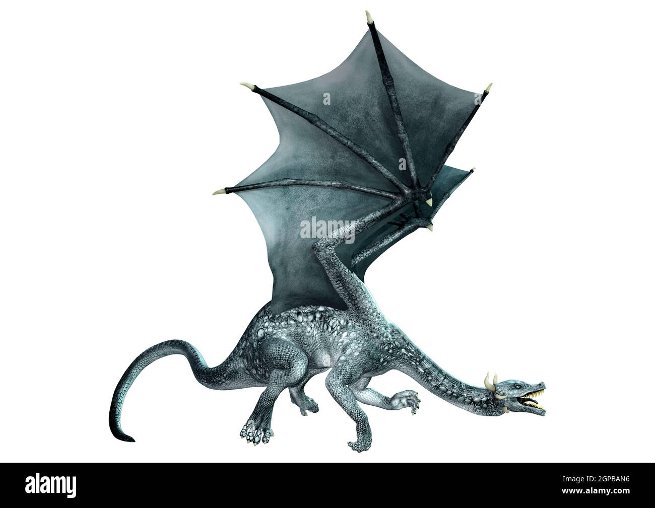 3D rendering of a fantasy dragon isolated on white background Stock ...