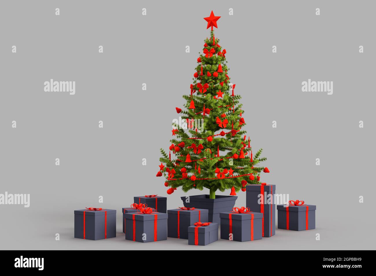 Christmas tree with presents gift boxes. 3D rendering Stock Photo - Alamy