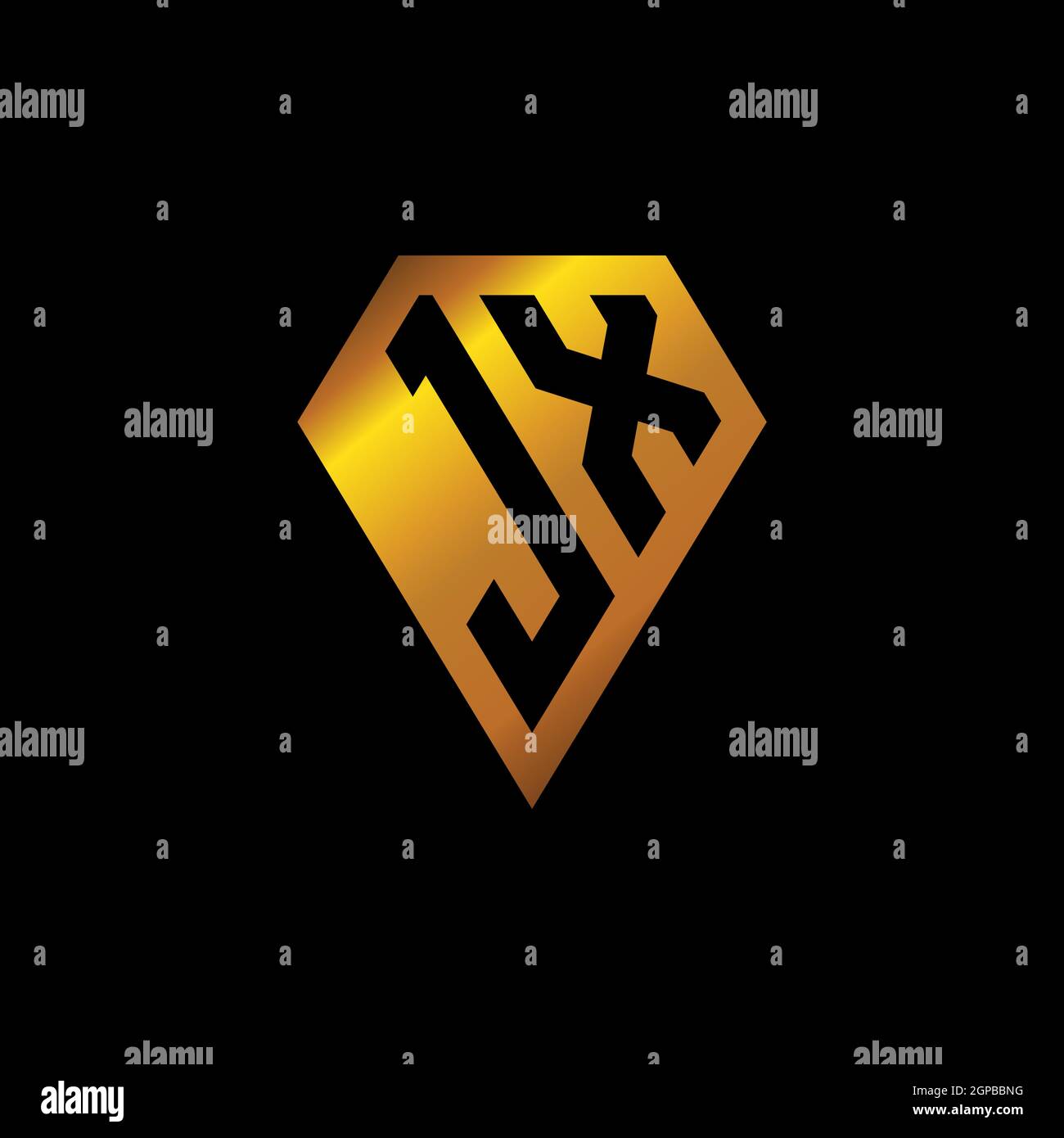 JX logo with golden diamond shape style vector, monogram geometric ...