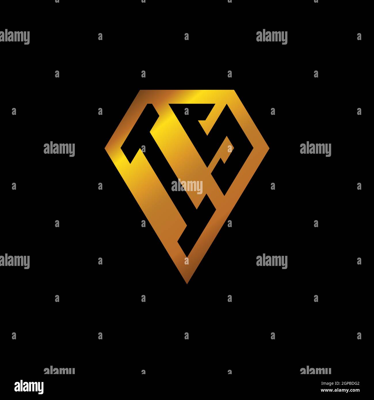 IS logo with golden diamond shape style vector, monogram geometric ...