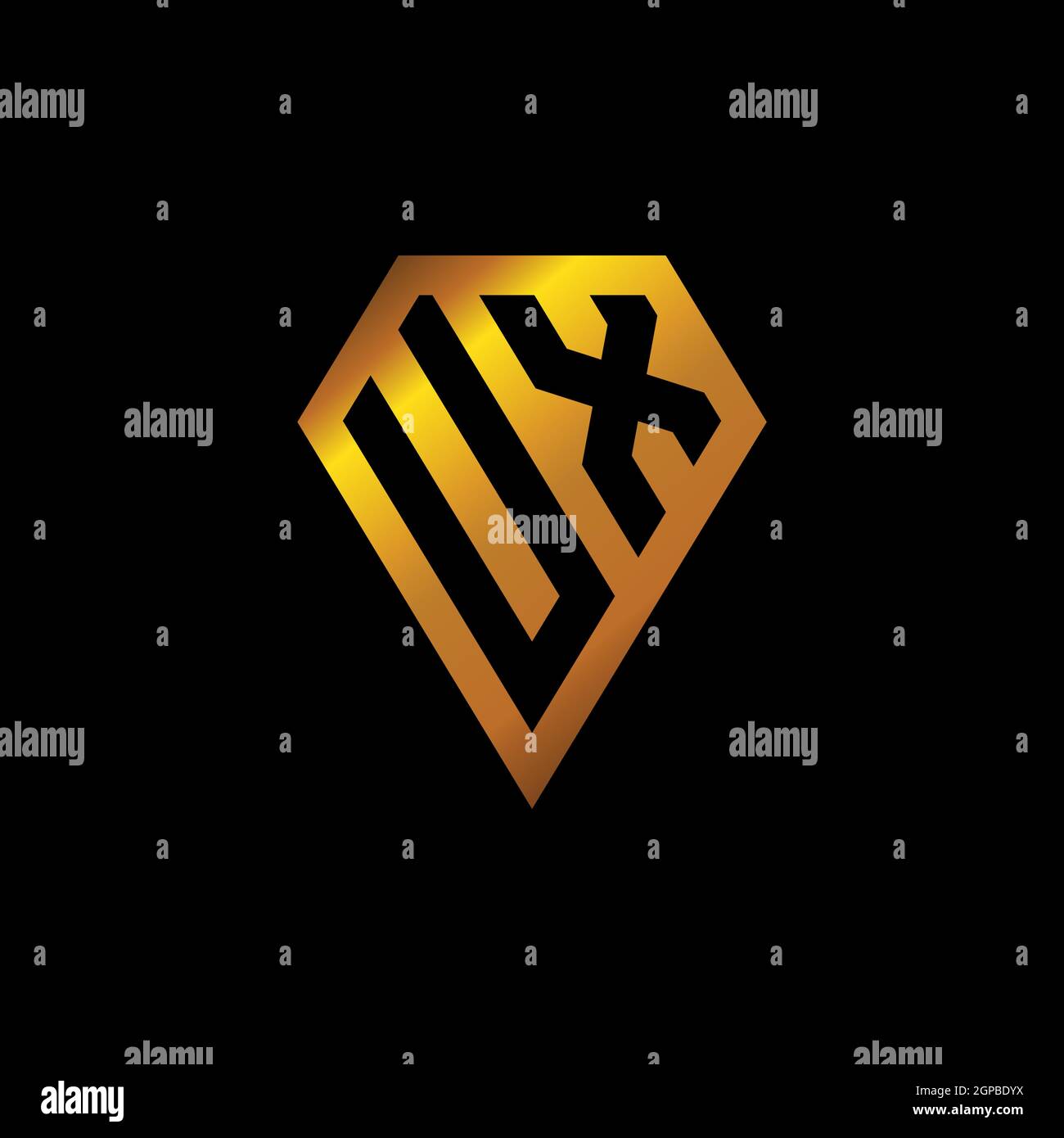 UX logo with golden diamond shape style vector, monogram geometric ...