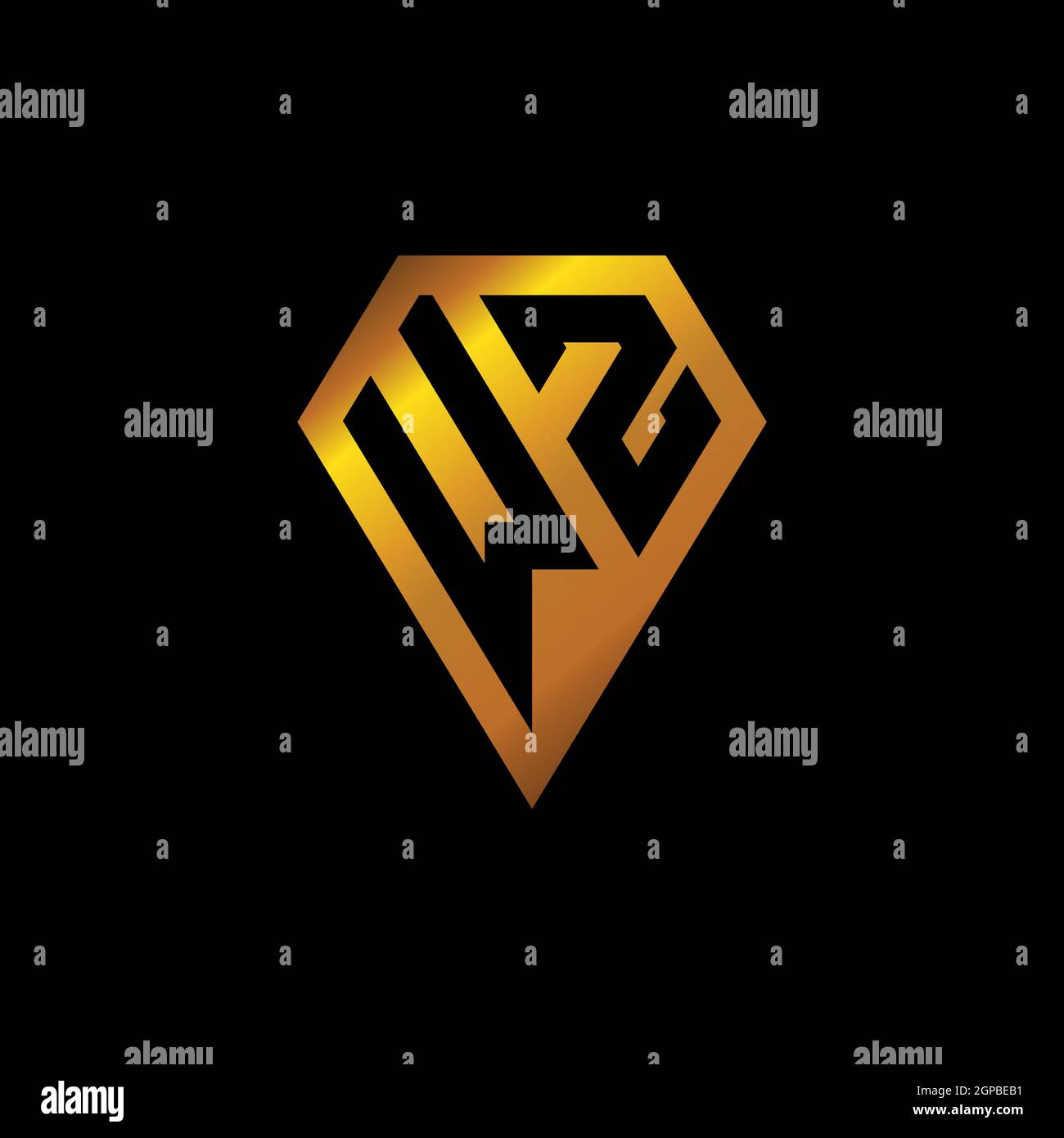 WZ logo with golden diamond shape style vector, monogram geometric ...