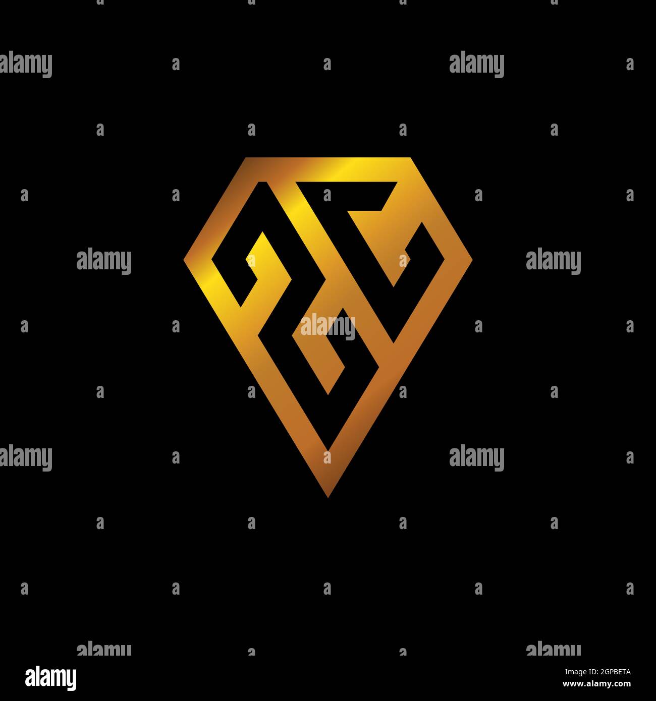 ZC logo with golden diamond shape style vector, monogram geometric ...