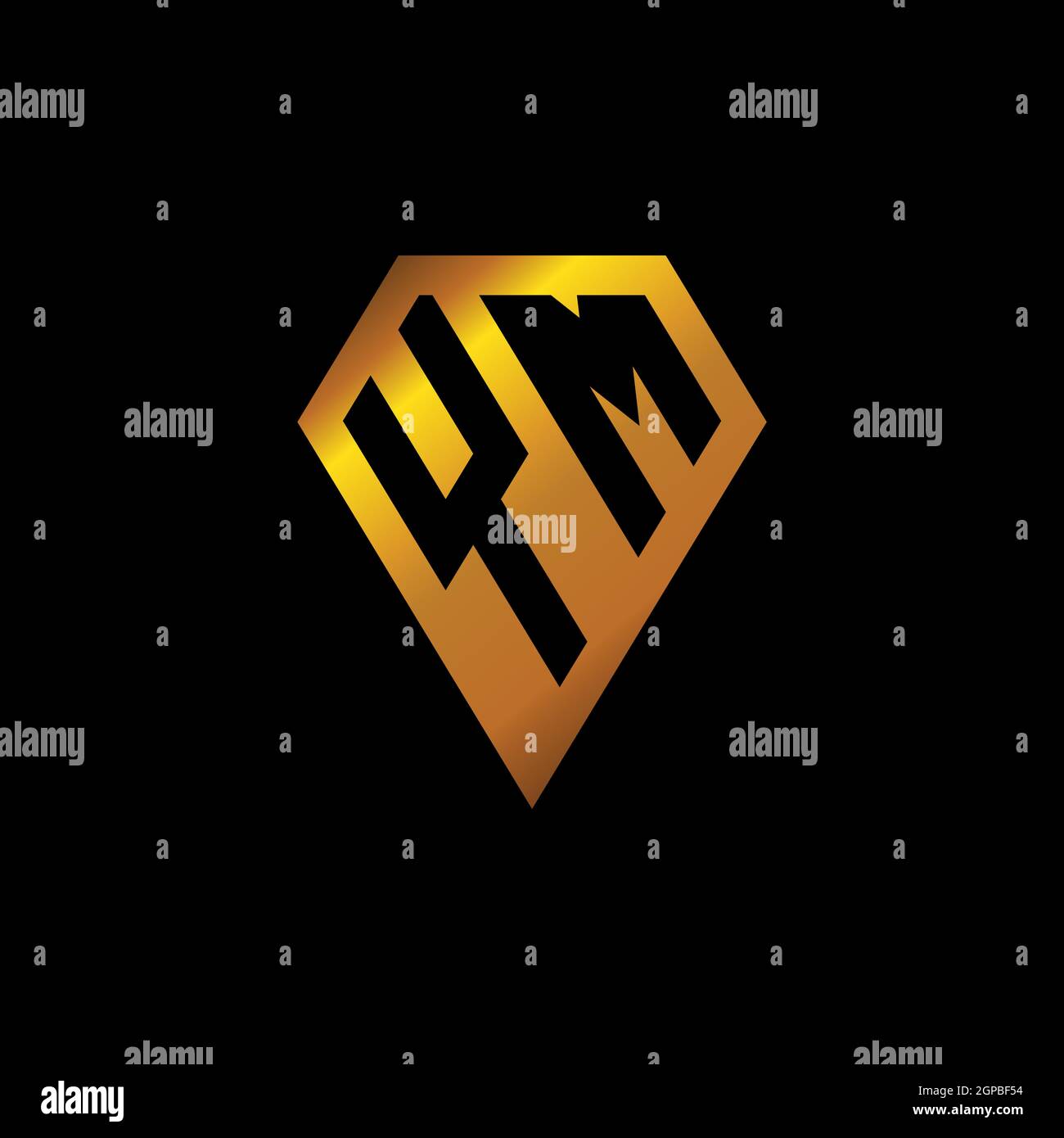YM logo with golden diamond shape style vector, monogram geometric ...