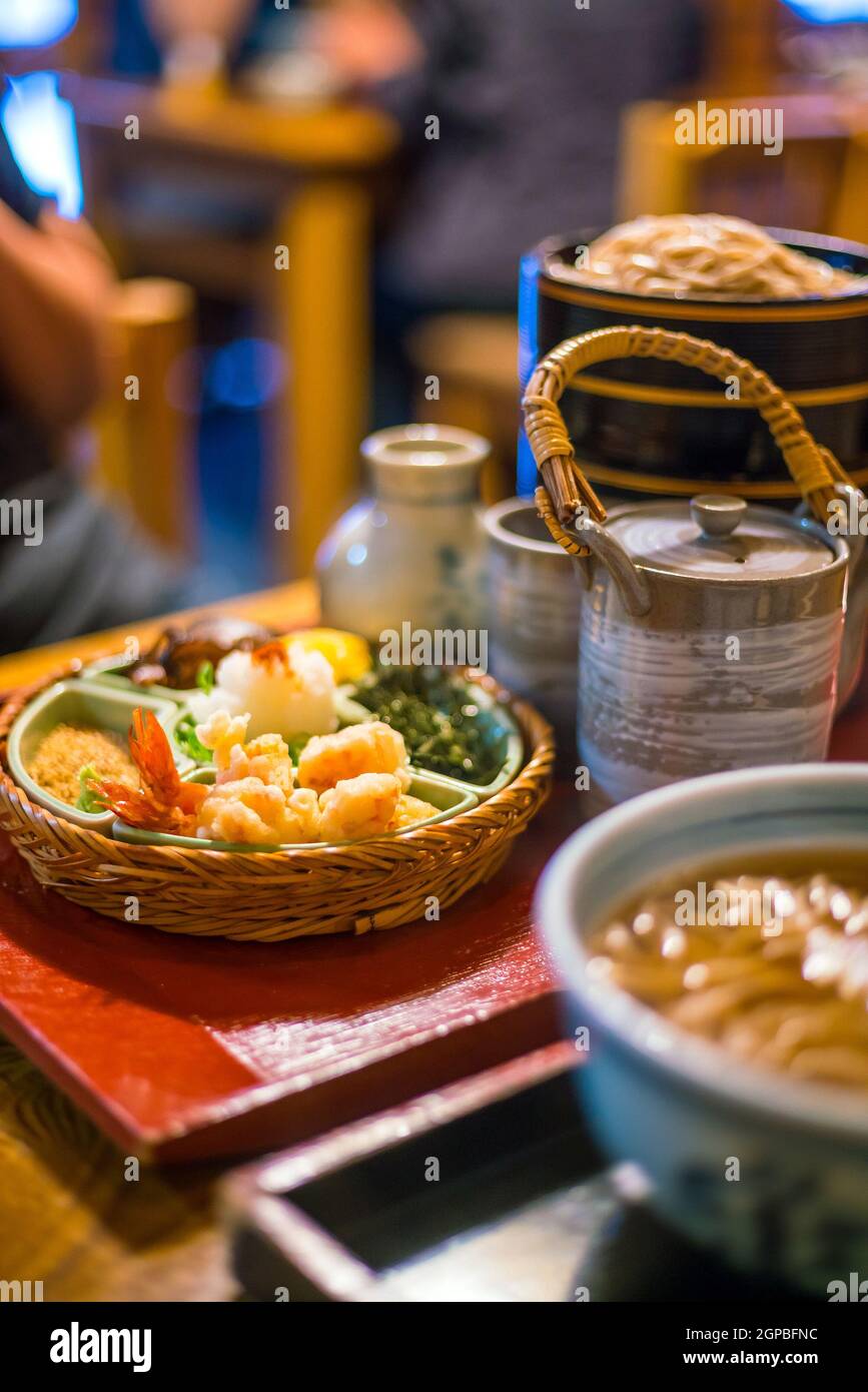 Traditional Kyoto style soba noodle in a japanese restaurant Stock