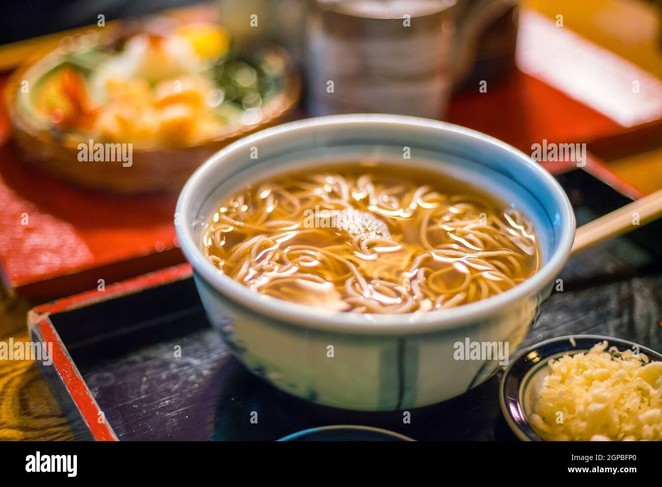 Traditional Kyoto style soba noodle in a japanese restaurant Stock