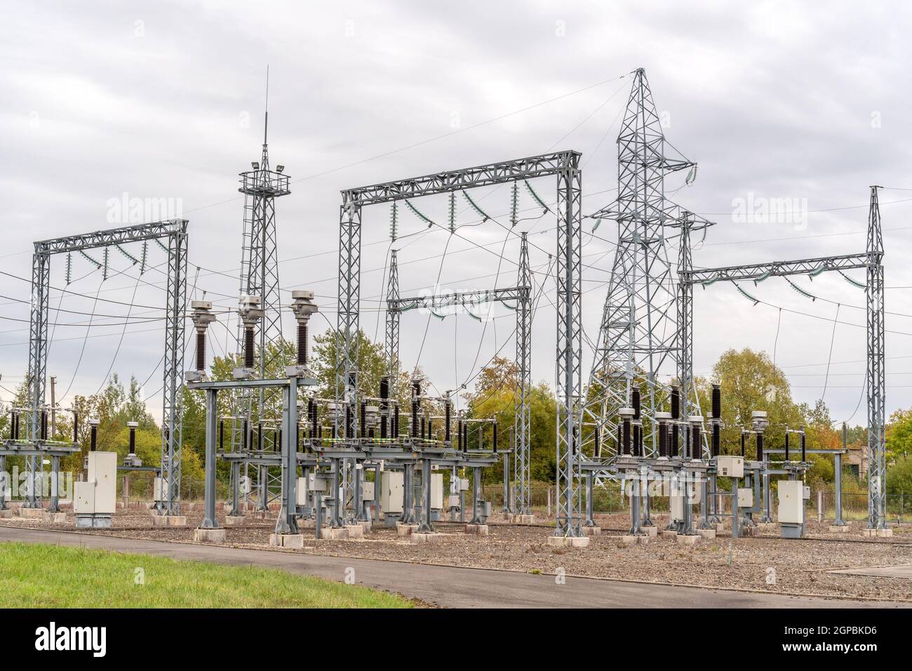 Power transformer in high voltage switchyard in modern electrical