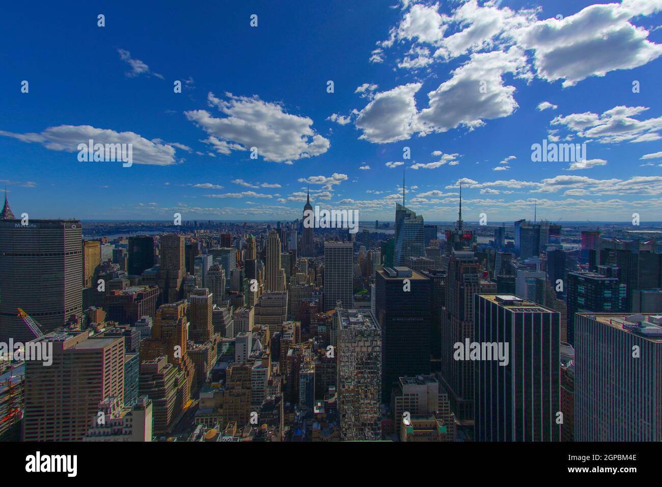 The view from the Rockefeller Center (Top of the Rock). Shooting Location: New York, Manhattan Stock Photo