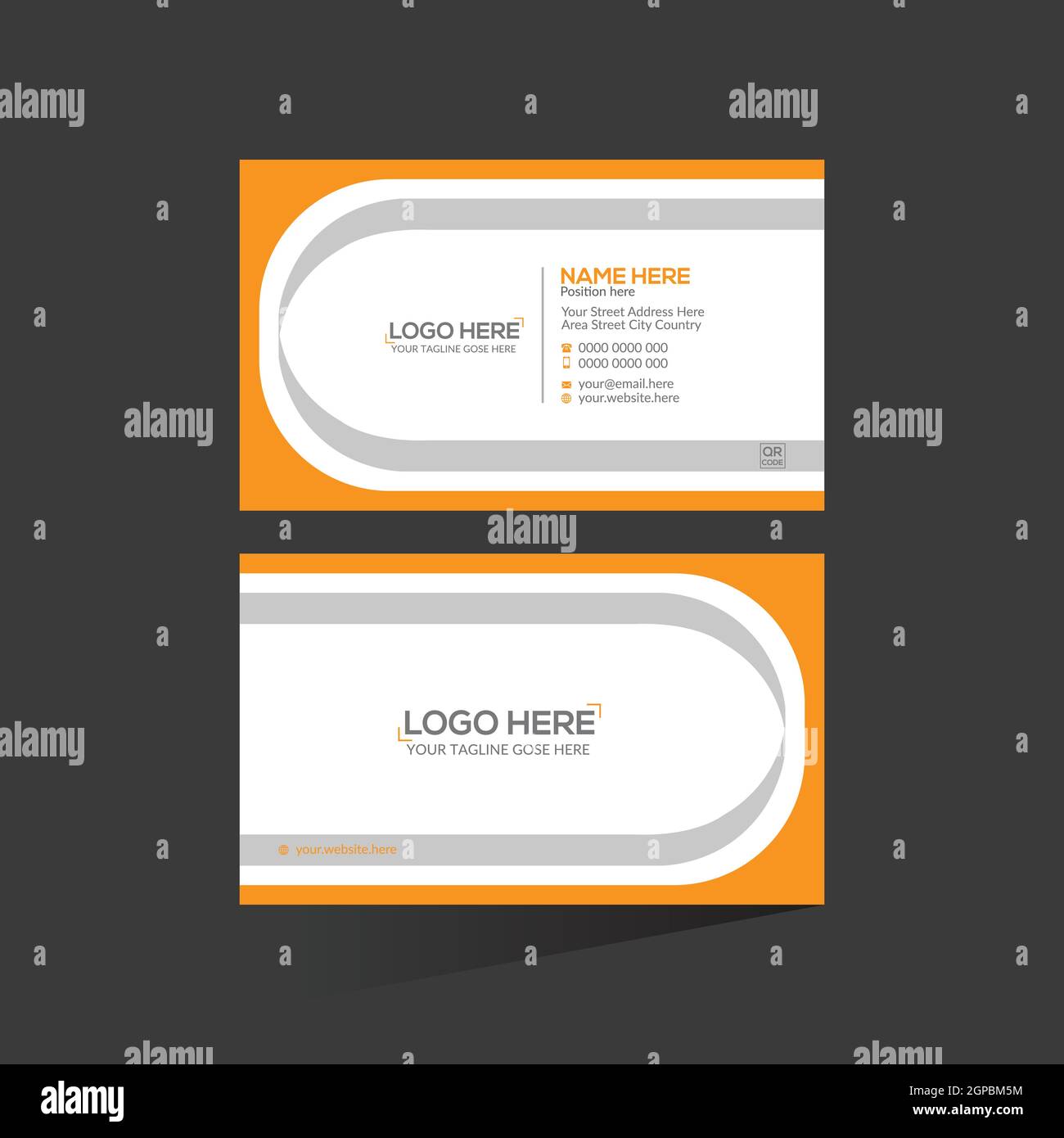 orange colored stylish business card Stock Vector